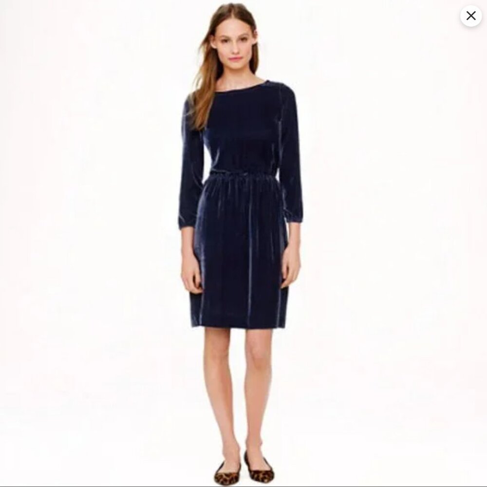 Lovely J. Crew Dark Blue Velvet Dress - Size 4